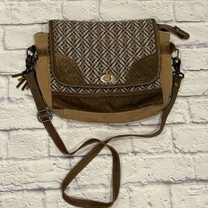 Myra crossbody Bag leather canvas woven turn lock western boho coastal cowgirl